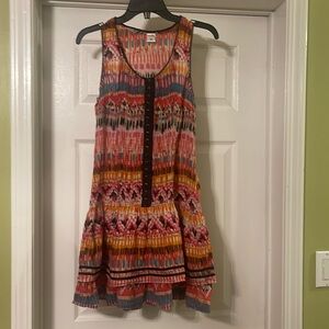 Apsara - drop waist dress -  layered hem - bright colors - boho - size M